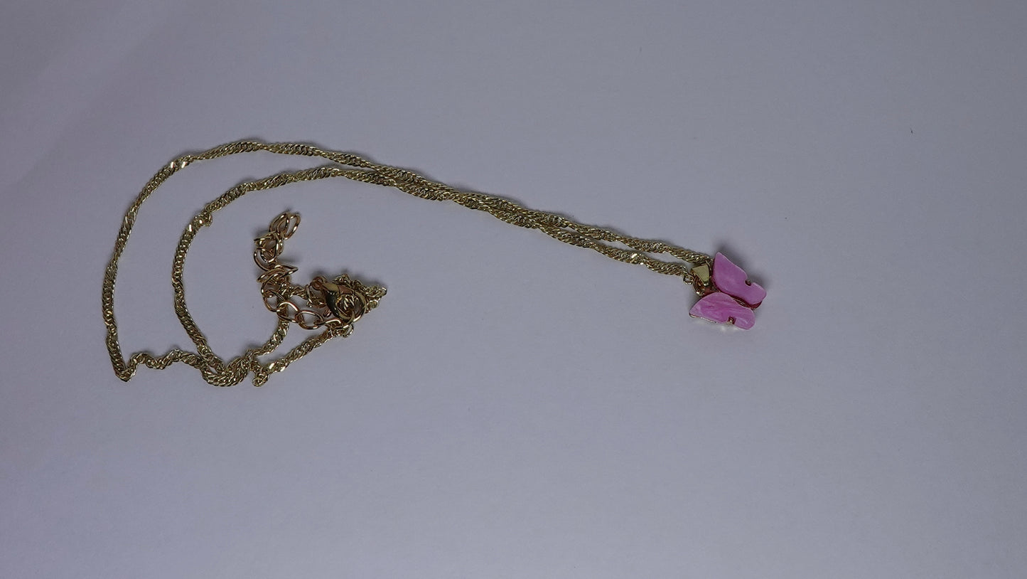 Pink Butterfly Necklace