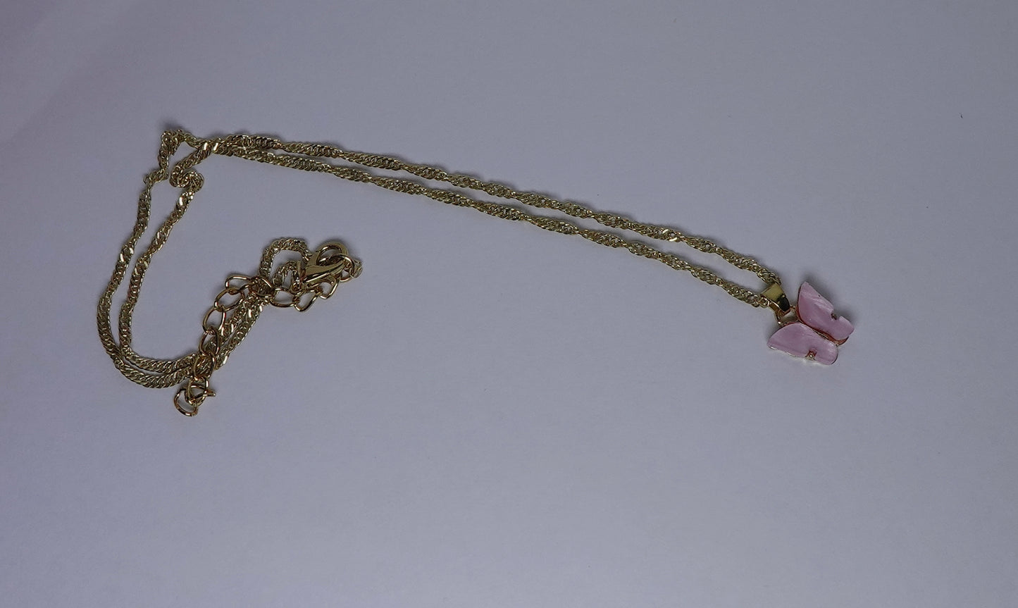 Baby Pink Butterfly Necklace